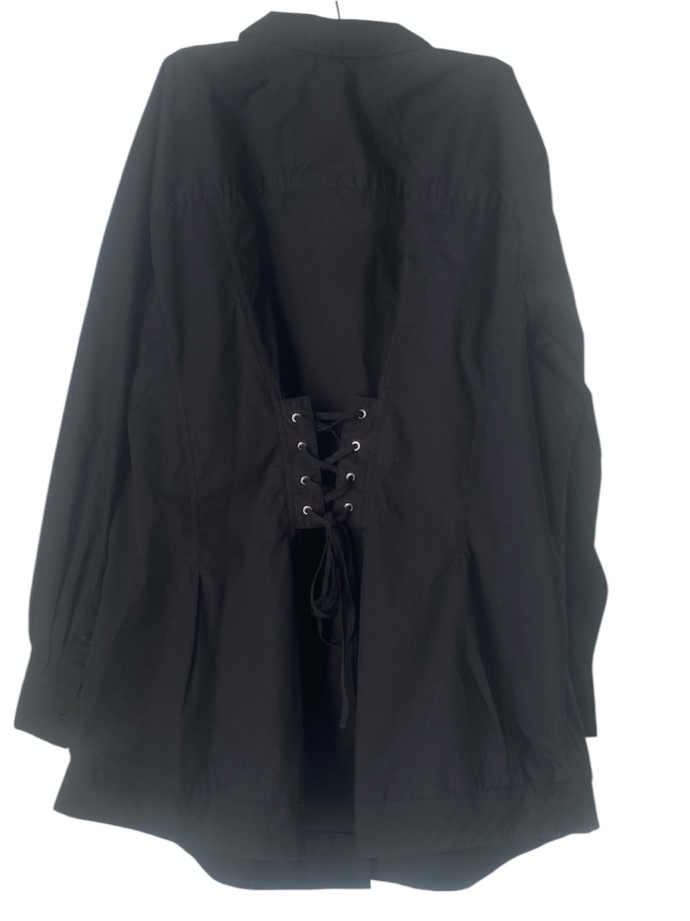 Roaman’s Black Button Front Shirt w/ Lace-Up Back – Size 28W